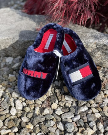 Papuče dámské Tommy Hilfiger plyšové modré 